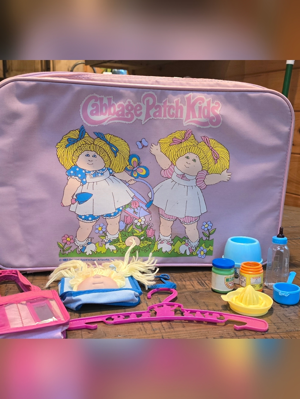 Cabbage Patch Kids Lot Suitcase Luggage Bag Doll Clothes Case Purse Hanger 1983